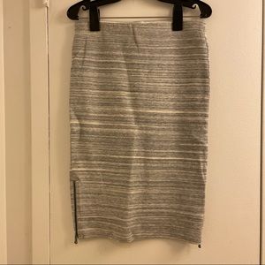 Loft Marled Gray Knit Pencil Skirt with Zippers